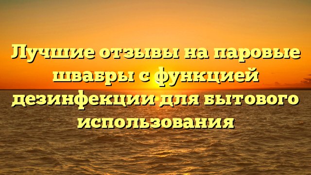 Лучшие отзывы на паровые швабры с функцией дезинфекции для бытового использования