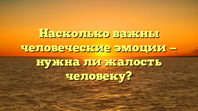 Насколько важны человеческие эмоции — нужна ли жалость человеку?