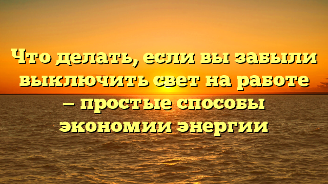 Что делать, если вы забыли выключить свет на работе — простые способы экономии энергии